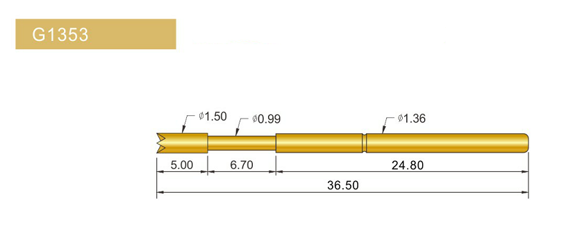 G1353-Q探針、四爪頭探針、1.36mm測(cè)試針、總長(zhǎng)36.5mm、彈簧針圖片、測(cè)試針圖片、頂針圖片、探針圖片