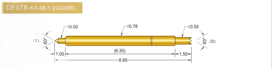 078雙頭探針尺寸、BGA雙頭頂針、雙向可動(dòng)探針、帶彈簧頂針、測(cè)試探針